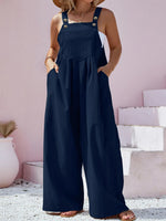 Plus Size Square Neck Wide Leg Overalls