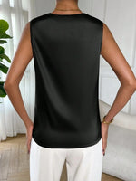 Satin Cowl Neck Sleeveless Blouse - Ladyez