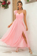 Asymmetrical Ruched Slit Dress - Ladyez