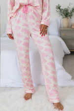 Printed Button Up Long Sleeve Top and Pants Lounge Set - Ladyez