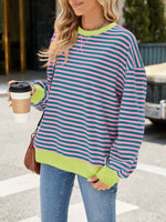Striped Crew Neck Long Sleeve Sweatshirt