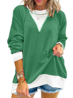 Two-Tone Ribbed Knit Sweatshirt