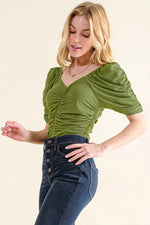And The Why Buttery Soft Ruched Detailed Jersey Bodysuit - Ladyez