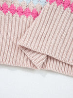 Stripe Eyelet Patterned Drop Shoulder Sweater