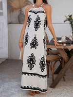 Devine Grecian Neck Printed Maxi Dress