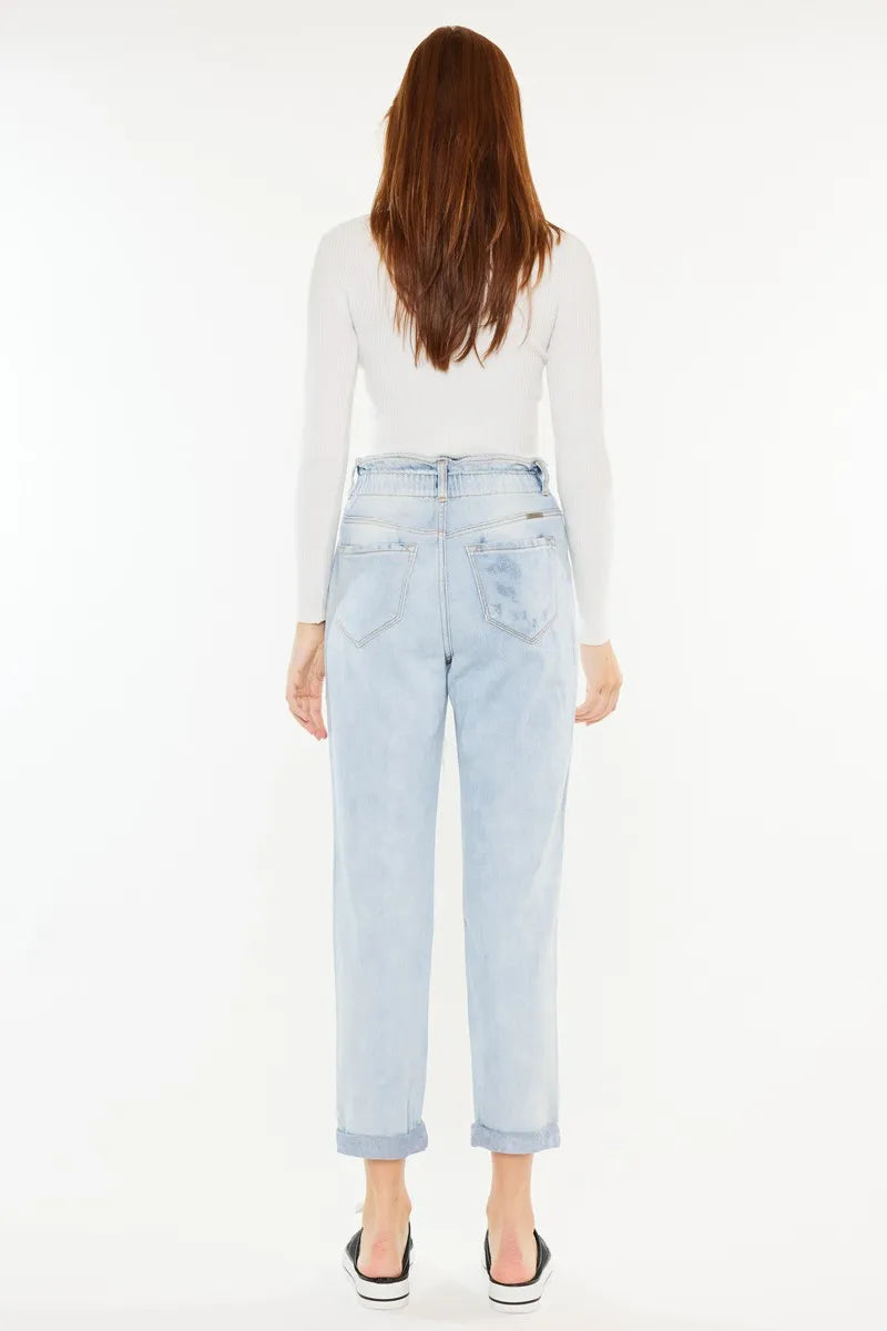 Kancan Open Pack Paperbag Mom Jeans - Ladyez