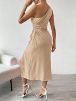 Side Slit Cutout Single Shoulder Dress