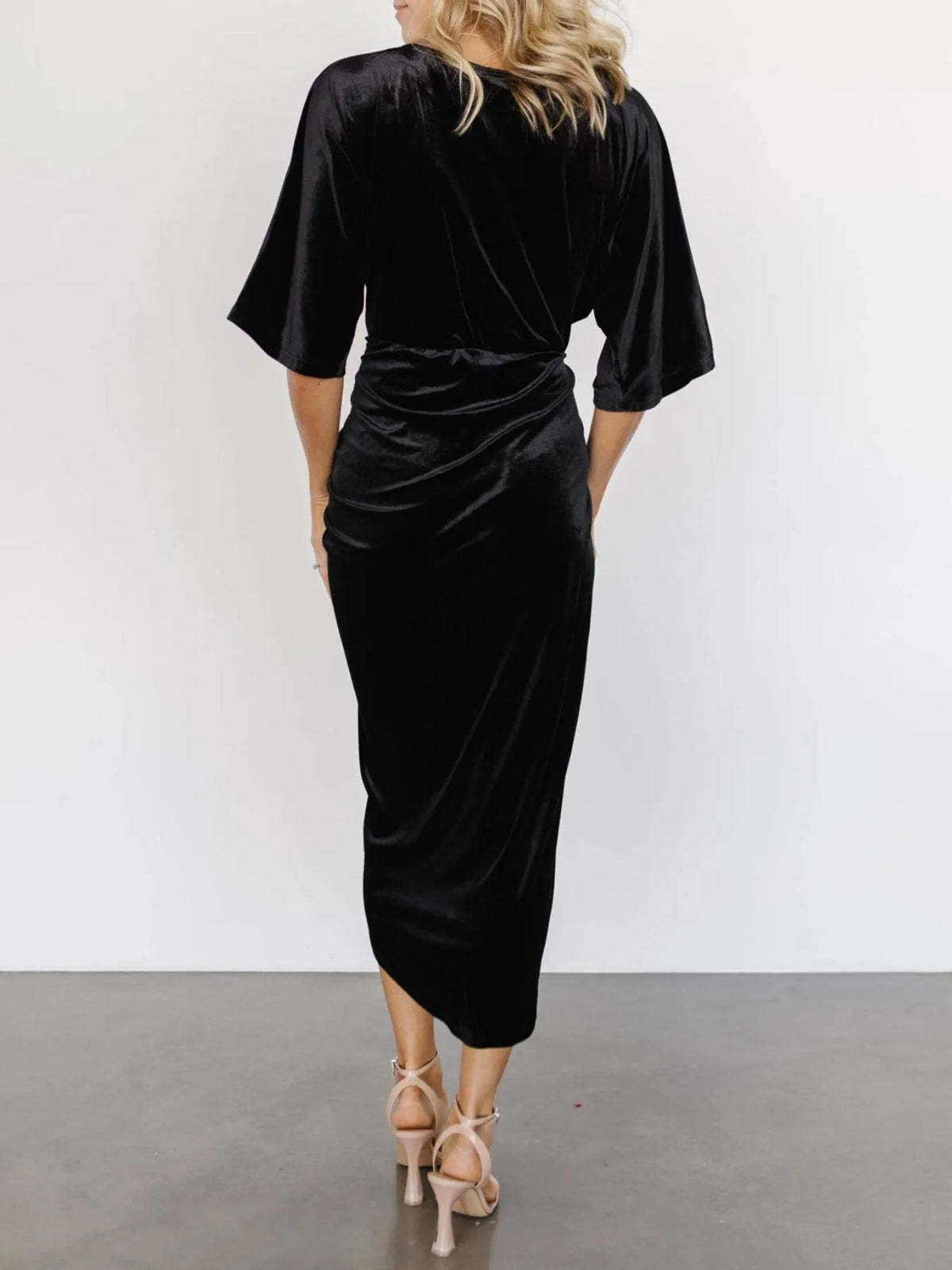 Ruched Surplice Half Sleeve Dress - Ladyez