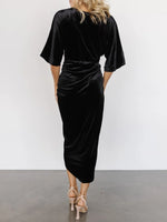 Ruched Surplice Half Sleeve Dress - Ladyez