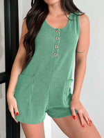 Button Detail Wide Strap Romper