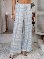 Devine Drawstring Printed Wide Leg Pants