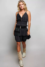 POL V-Neck Cotton Ruffled Crop Cami