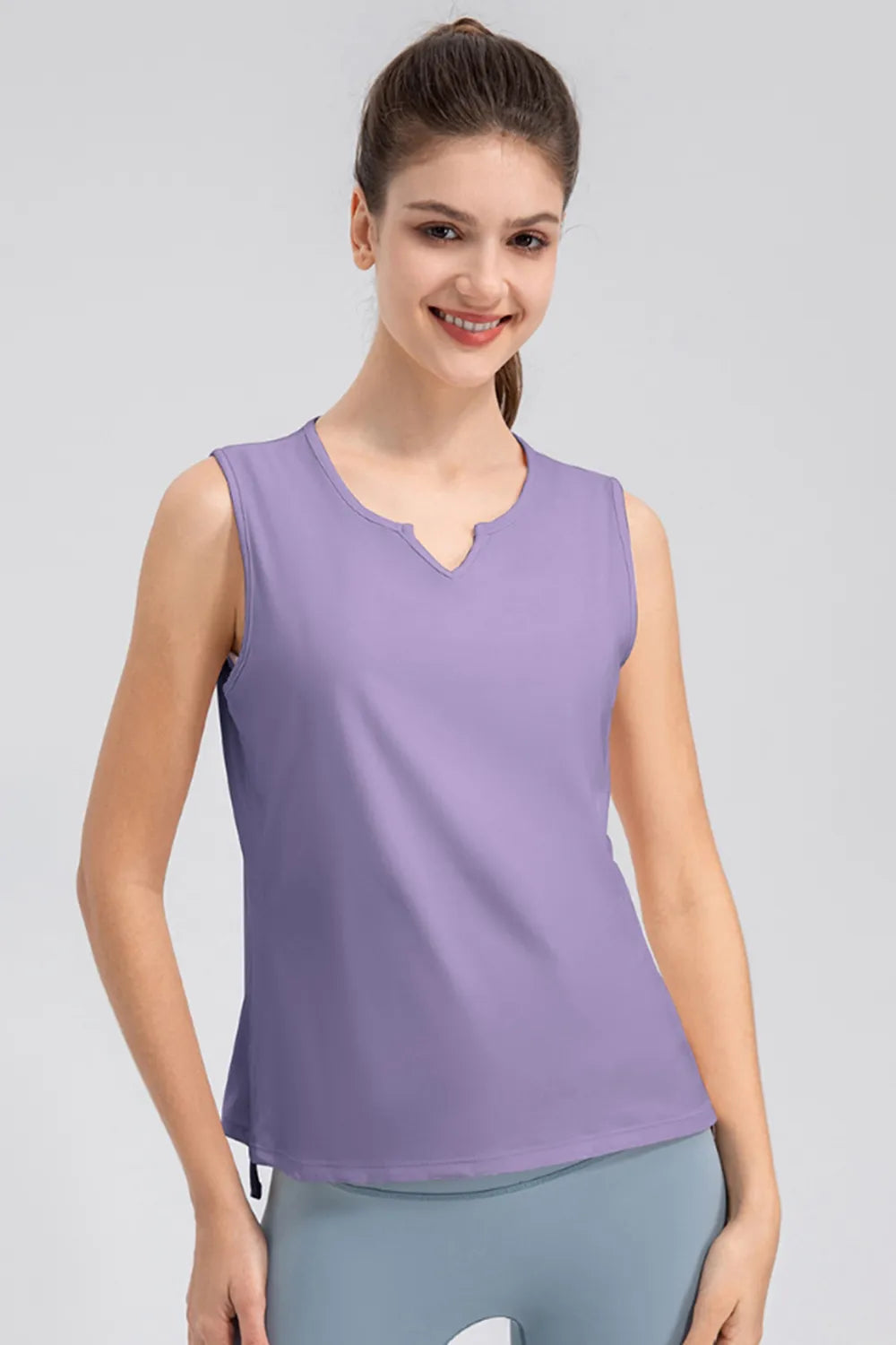 Notched Wide Strap Active Tank - Ladyez
