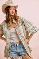 BiBi Eyelet Lace And Floral Mix And Match Shirt Top
