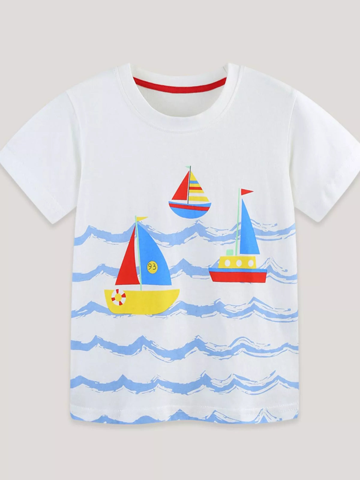 Children's Nautical Sailboat Print Crew Neck T-Shirt