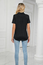 Curved Hem Johnny Collar Polo Shirt