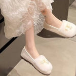 Fuzzy Pearl Bowknot Slip-Ons