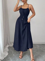 Smocked Spaghetti Strap Midi Dress