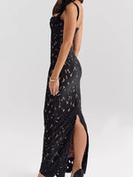 Slit Tie Shoulder Maxi Dress