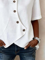 Full Size Casual Asymmetrical Button Shirt Plus Size