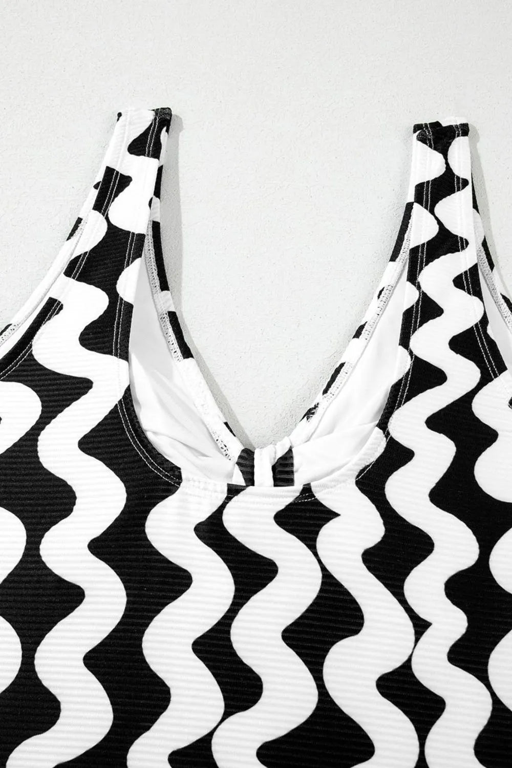 Tied Front Contrast Striped One-Piece Swimsuit - Ladyez