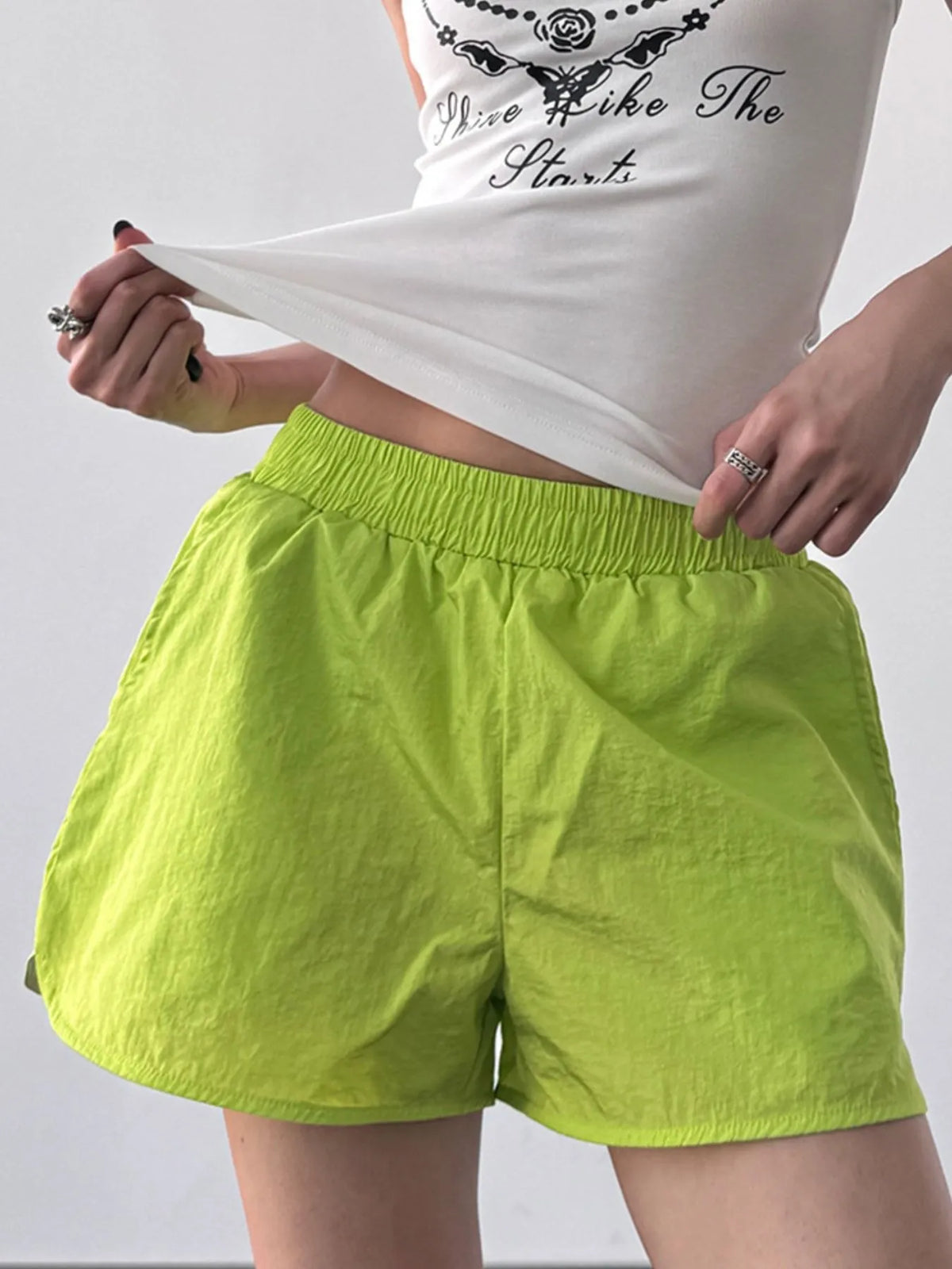 Elastic Waist Active Shorts - Ladyez