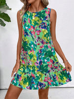 Printed Sleeveless Summer Mini Dress - Ladyez