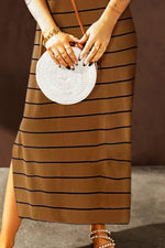 Striped Slit Sleeveless Maxi Dress - Ladyez