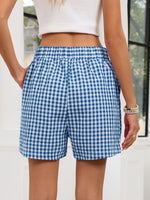 Gingham Elastic Waist Casual Shorts