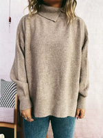 Slit Turtleneck Long Sleeve Sweater