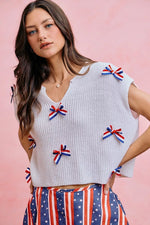 SO ME 4th Of July Ribbon Trimmed Dolman Sweater Top