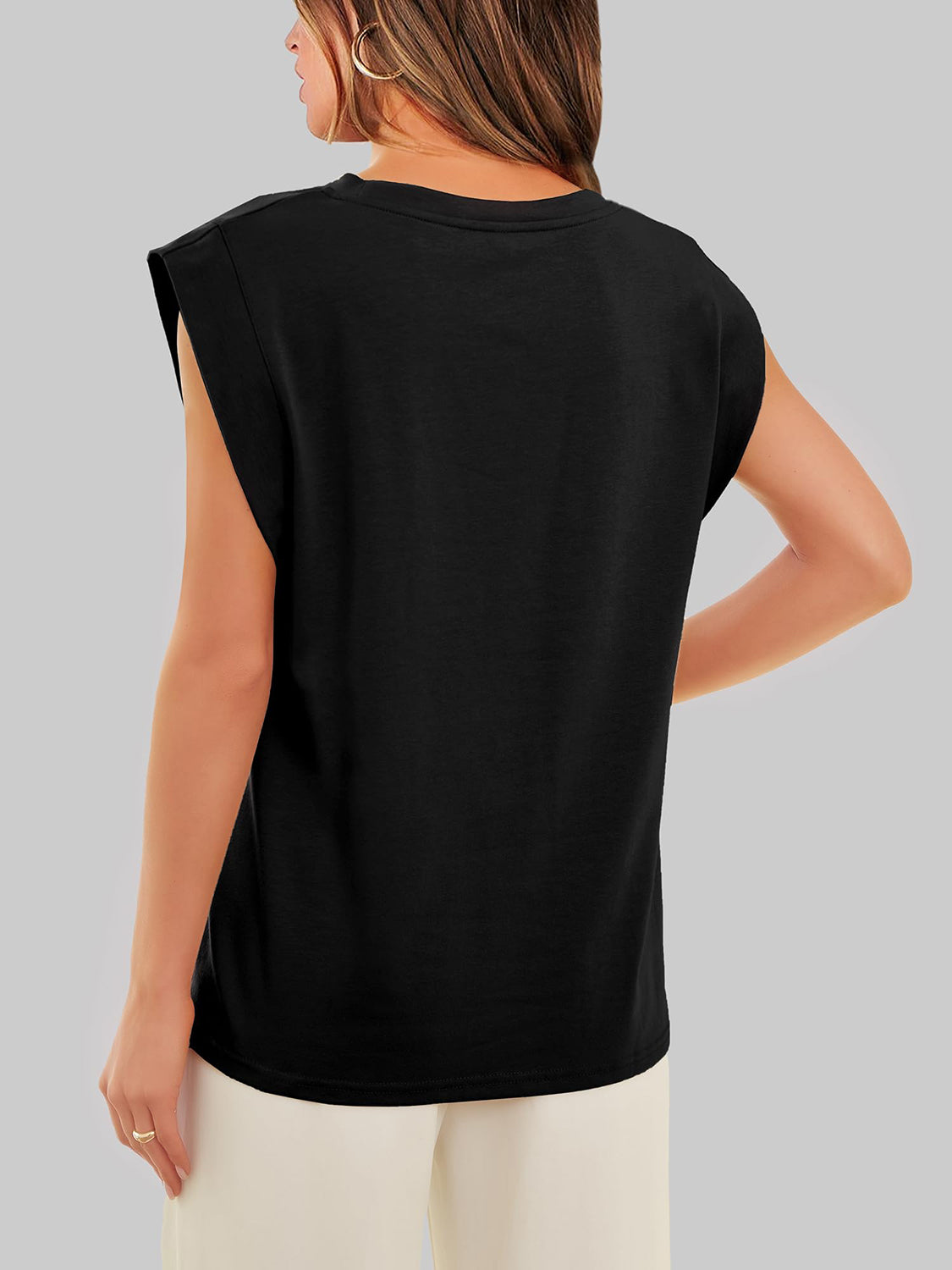 Florira Round Neck Cap Sleeve T-Shirt - Ladyez