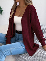 Open-Front Crochet Knit Cardigan