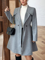 Double-Breasted Wool Blend Coat