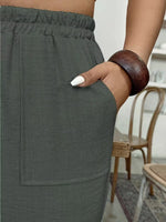 Plus Size High-Waisted Elastic Waist Pants with Pockets