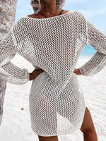 Openwork Tie Neck Cover-Up - Ladyez