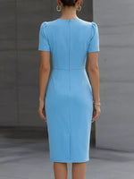 Ruched Short Sleeve Midi Dress