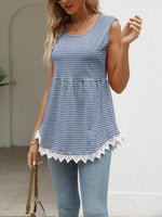 Lace Trim Sleeveless Babydoll Tank Top