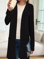 Ribbed Knit Open Front Cardigan