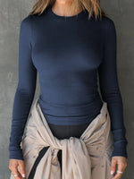 Round Neck Long Sleeve T-Shirt - Ladyez