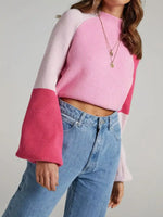 Color Block Mock Neck Sweater
