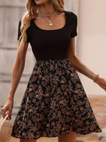 Floral Print Short Sleeve Mini Dress