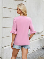 Florira Round Neck Ruffled Half Sleeve T-Shirt