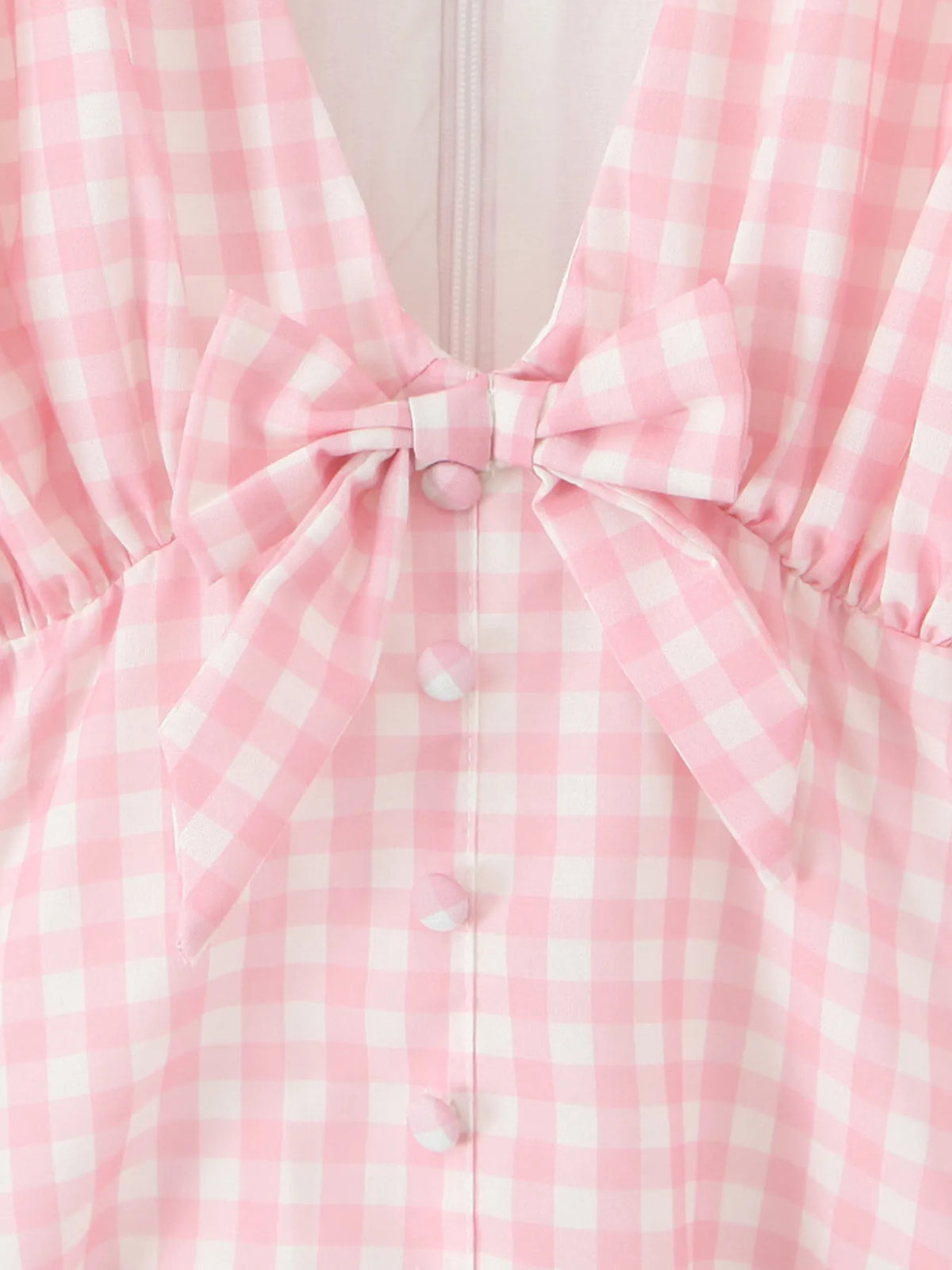 Gingham Ruffle Mini Dress with Lace Trim - Ladyez