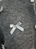 Bow Button Up Long Sleeve Cardigan
