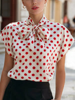 Polka Dot Tie Neck Blouse