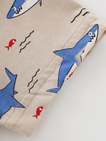 Children's Shark Print Crew Neck Short Sleeve T-Shirt