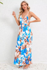 Printed Surplice Maxi Cami Dress - Ladyez