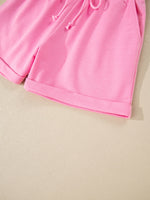 Short Sleeve Top and Drawstring Shorts Set