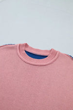 Multicolour Western Colorblock Patchwork Striped Long Sleeve Sweater